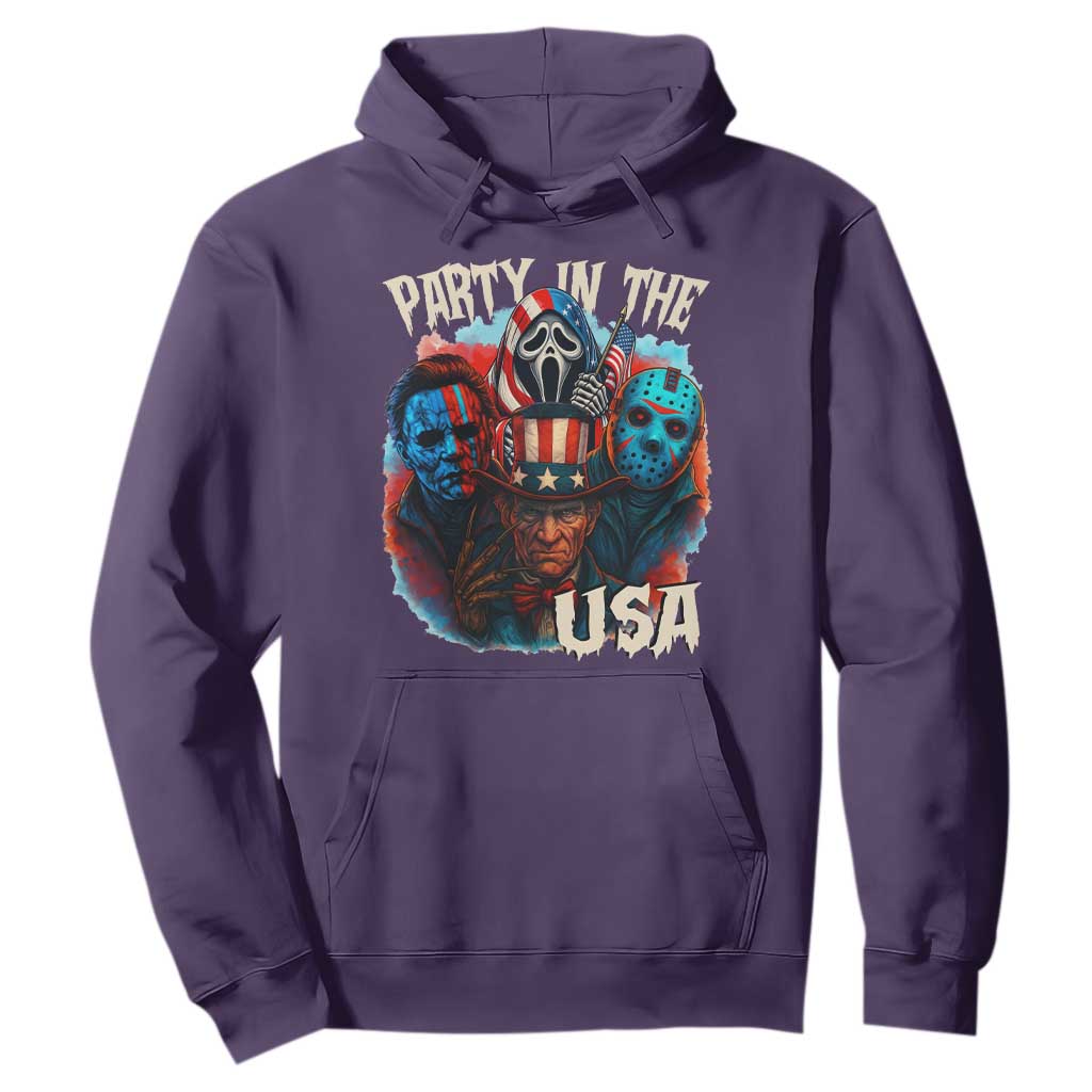 Funny Creepy 4th Of July Party In The USA Hoodie 4th Of July Horror Movie Independence Day TS11 Purple Print Your Wear
