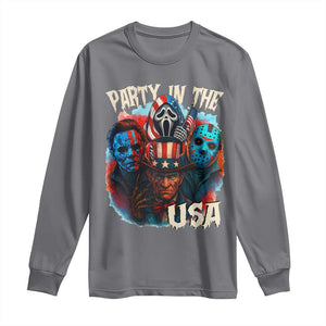 Funny Creepy 4th Of July Party In The USA Long Sleeve Shirt 4th Of July Horror Movie Independence Day TS11 Charcoal Print Your Wear