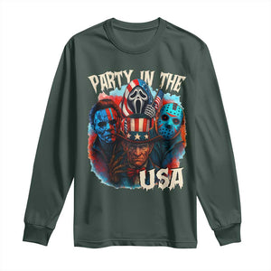 Funny Creepy 4th Of July Party In The USA Long Sleeve Shirt 4th Of July Horror Movie Independence Day TS11 Dark Forest Green Print Your Wear