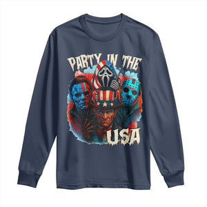 Funny Creepy 4th Of July Party In The USA Long Sleeve Shirt 4th Of July Horror Movie Independence Day TS11 Navy Print Your Wear