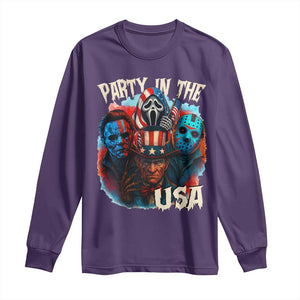 Funny Creepy 4th Of July Party In The USA Long Sleeve Shirt 4th Of July Horror Movie Independence Day TS11 Purple Print Your Wear