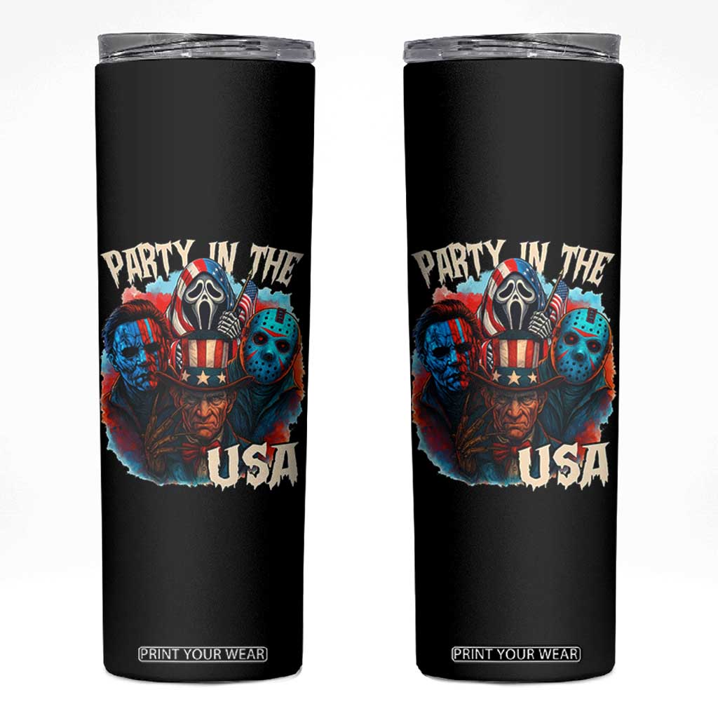 Funny Creepy 4th Of July Party In The USA Skinny Tumbler 4th Of July Horror Movie Independence Day TS11 Black Print Your Wear