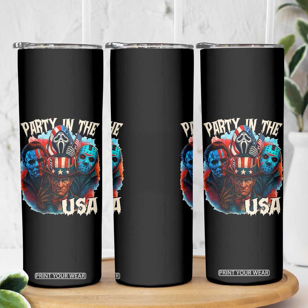 Funny Creepy 4th Of July Party In The USA Skinny Tumbler 4th Of July Horror Movie Independence Day TS11 Print Your Wear