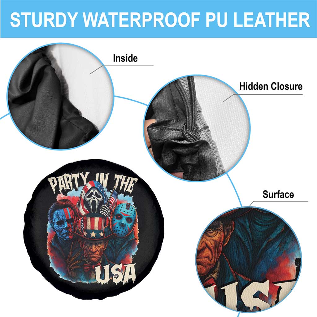 Funny Creepy 4th Of July Party In The USA Spare Tire Cover 4th Of July Horror Movie Independence Day TS11 Print Your Wear