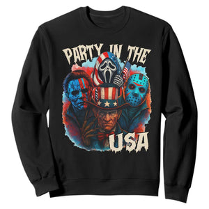 Funny Creepy 4th Of July Party In The USA Sweatshirt 4th Of July Horror Movie Independence Day TS11 Black Print Your Wear