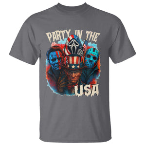Funny Creepy 4th Of July Party In The USA T Shirt 4th Of July Horror Movie Independence Day TS11 Charcoal Print Your Wear