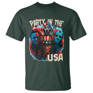 Funny Creepy 4th Of July Party In The USA T Shirt 4th Of July Horror Movie Independence Day TS11 Dark Forest Green Print Your Wear