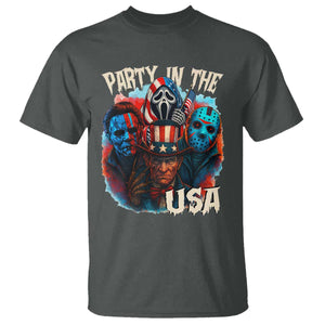 Funny Creepy 4th Of July Party In The USA T Shirt 4th Of July Horror Movie Independence Day TS11 Dark Heather Print Your Wear
