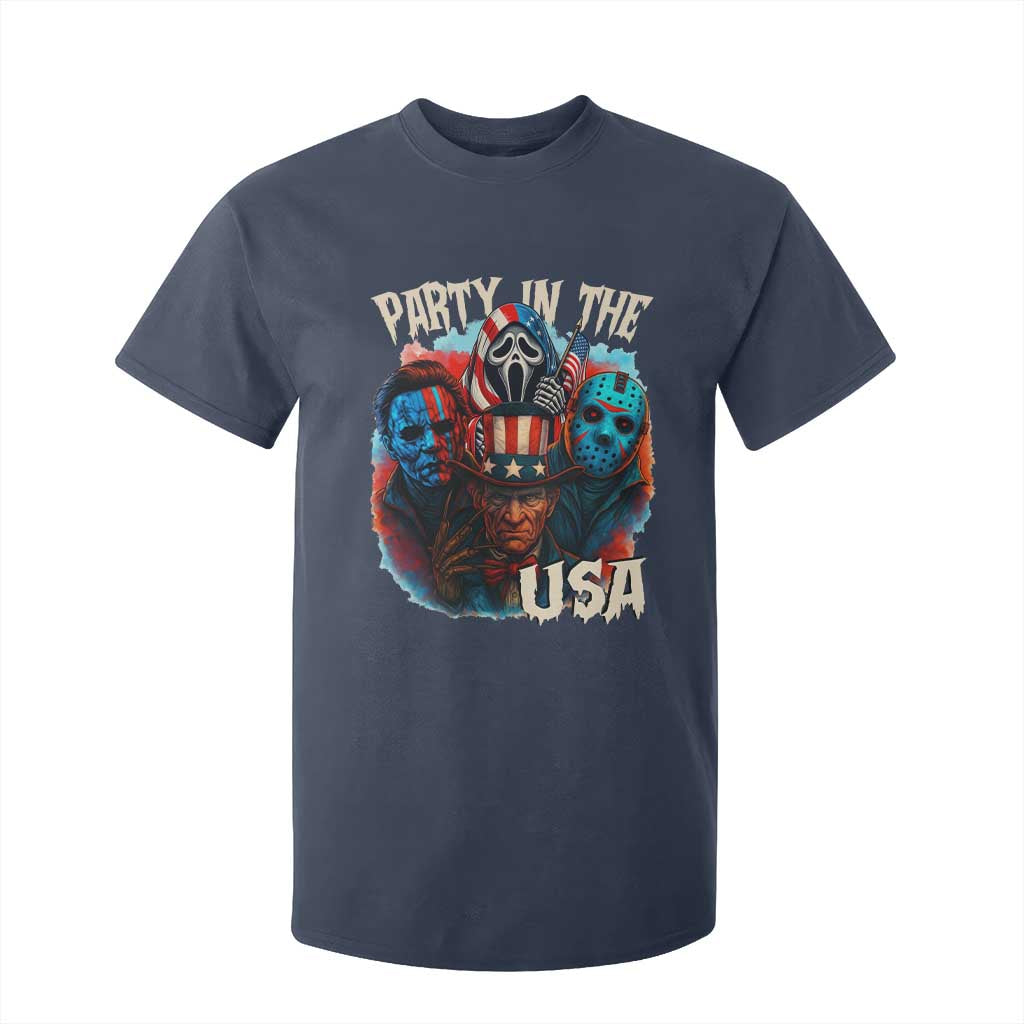 Funny Creepy 4th Of July Party In The USA T Shirt For Kid 4th Of July Horror Movie Independence Day TS11 Navy Print Your Wear