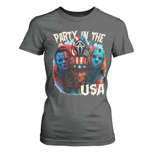 Funny Creepy 4th Of July Party In The USA T Shirt For Women 4th Of July Horror Movie Independence Day TS11 Dark Heather Print Your Wear
