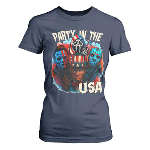 Funny Creepy 4th Of July Party In The USA T Shirt For Women 4th Of July Horror Movie Independence Day TS11 Navy Print Your Wear