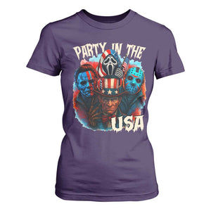 Funny Creepy 4th Of July Party In The USA T Shirt For Women 4th Of July Horror Movie Independence Day TS11 Purple Print Your Wear