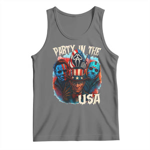 Funny Creepy 4th Of July Party In The USA Tank Top 4th Of July Horror Movie Independence Day TS11 Black Heather Print Your Wear
