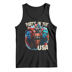 Funny Creepy 4th Of July Party In The USA Tank Top 4th Of July Horror Movie Independence Day TS11 Black Print Your Wear