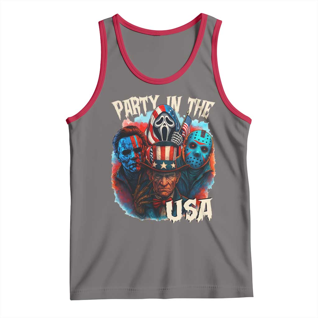 Funny Creepy 4th Of July Party In The USA Tank Top 4th Of July Horror Movie Independence Day TS11 Deep Heather Red Print Your Wear