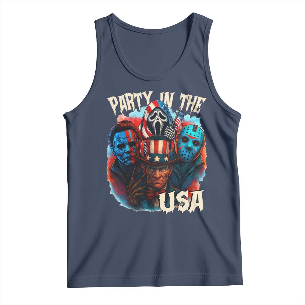 Funny Creepy 4th Of July Party In The USA Tank Top 4th Of July Horror Movie Independence Day TS11 Navy Print Your Wear