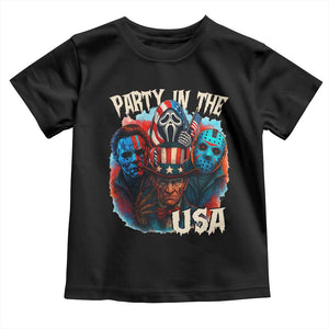 Funny Creepy 4th Of July Party In The USA Toddler T Shirt 4th Of July Horror Movie Independence Day TS11 Black Print Your Wear