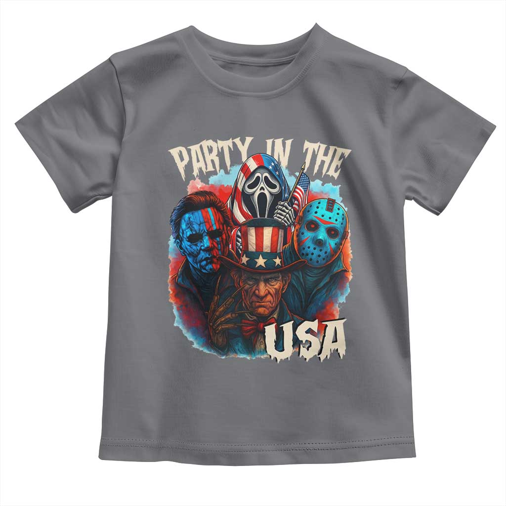 Funny Creepy 4th Of July Party In The USA Toddler T Shirt 4th Of July Horror Movie Independence Day TS11 Charcoal Print Your Wear