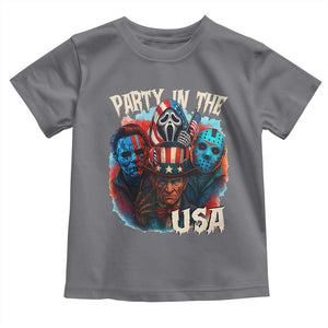 Funny Creepy 4th Of July Party In The USA Toddler T Shirt 4th Of July Horror Movie Independence Day TS11 Charcoal Print Your Wear