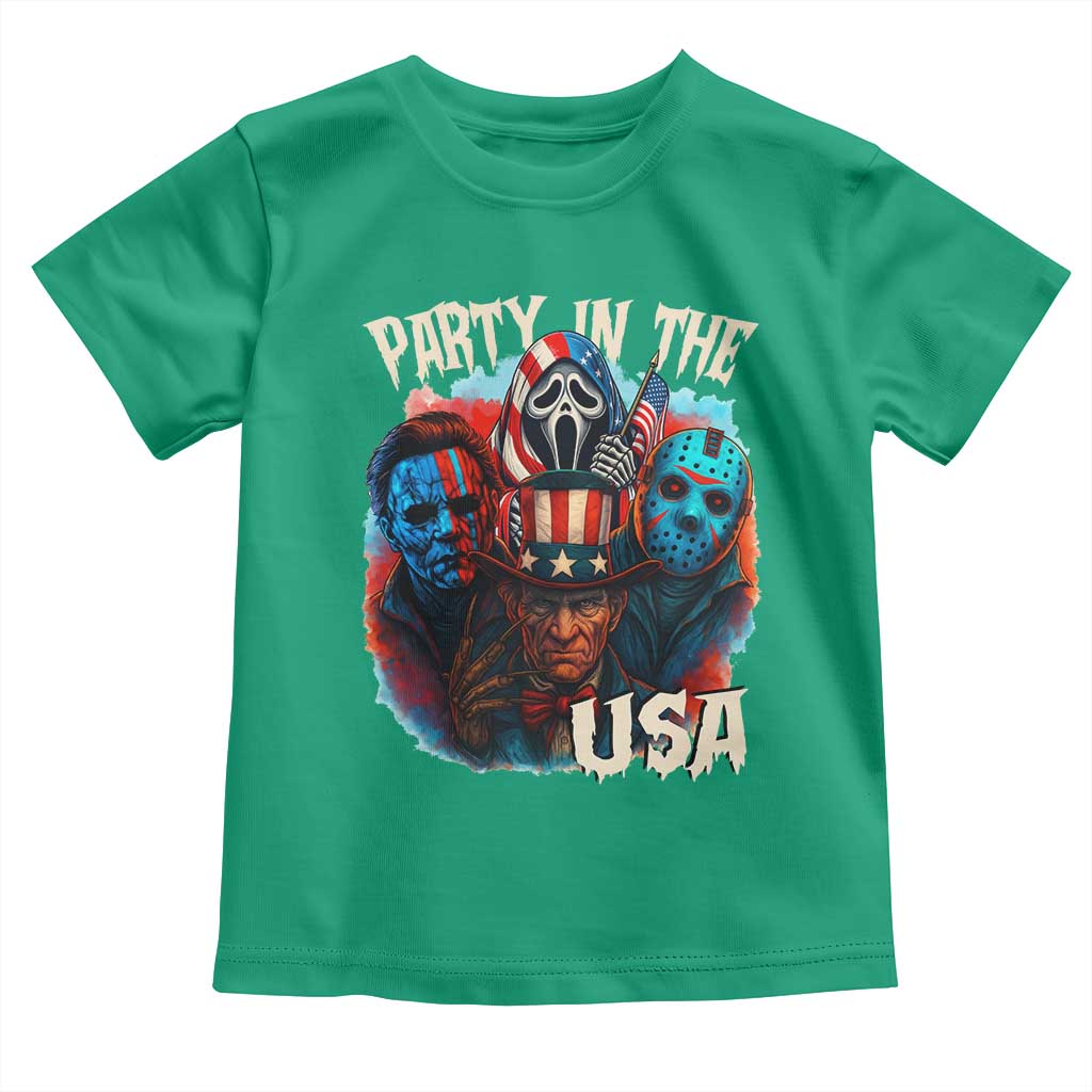 Funny Creepy 4th Of July Party In The USA Toddler T Shirt 4th Of July Horror Movie Independence Day TS11 Irish Green Print Your Wear