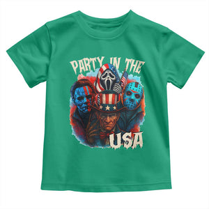 Funny Creepy 4th Of July Party In The USA Toddler T Shirt 4th Of July Horror Movie Independence Day TS11 Irish Green Print Your Wear