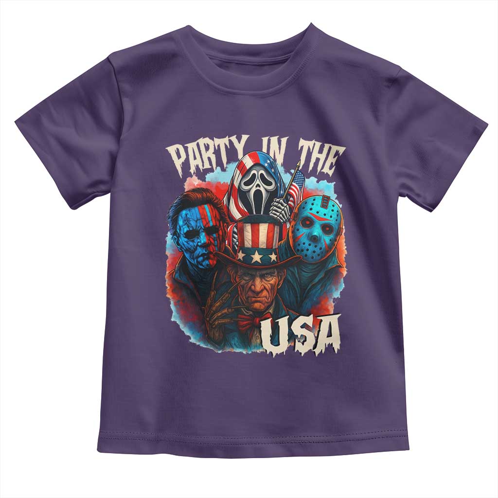 Funny Creepy 4th Of July Party In The USA Toddler T Shirt 4th Of July Horror Movie Independence Day TS11 Purple Print Your Wear