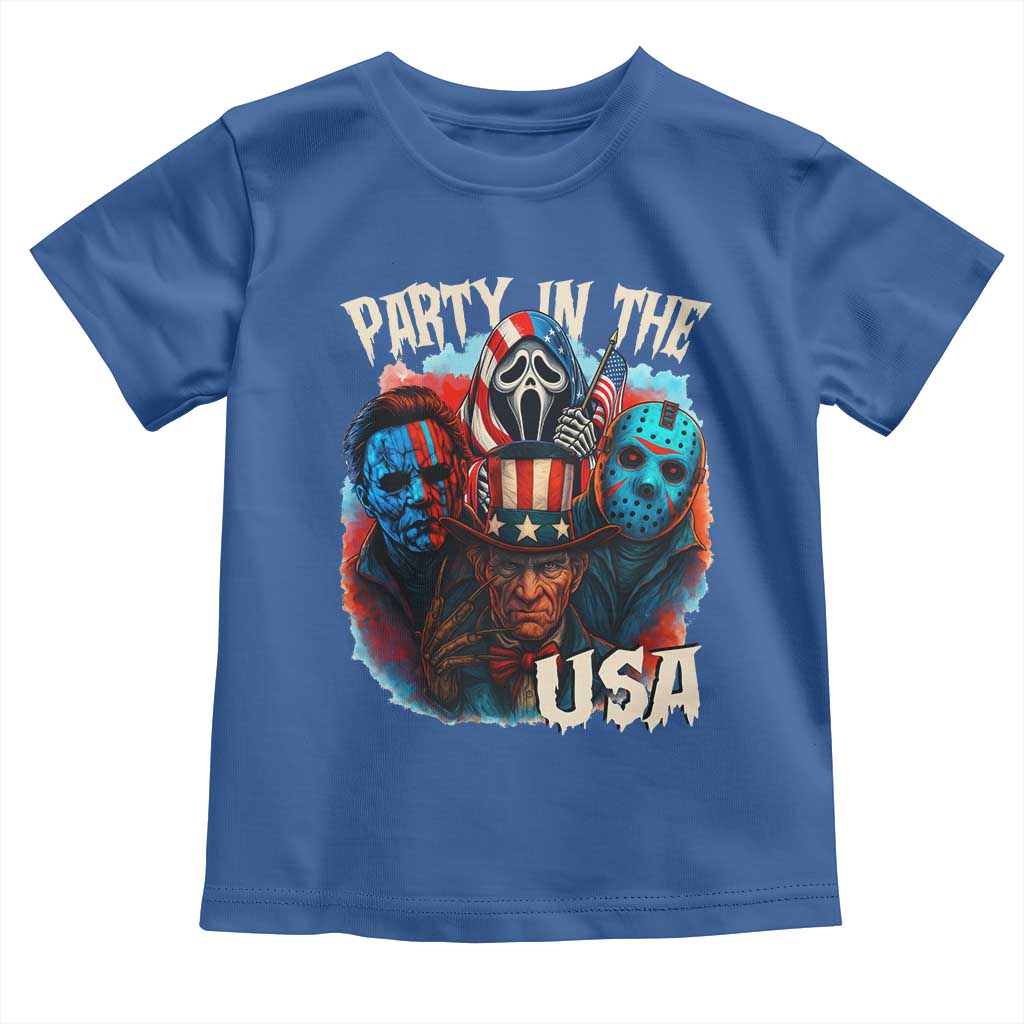Funny Creepy 4th Of July Party In The USA Toddler T Shirt 4th Of July Horror Movie Independence Day TS11 Royal Blue Print Your Wear