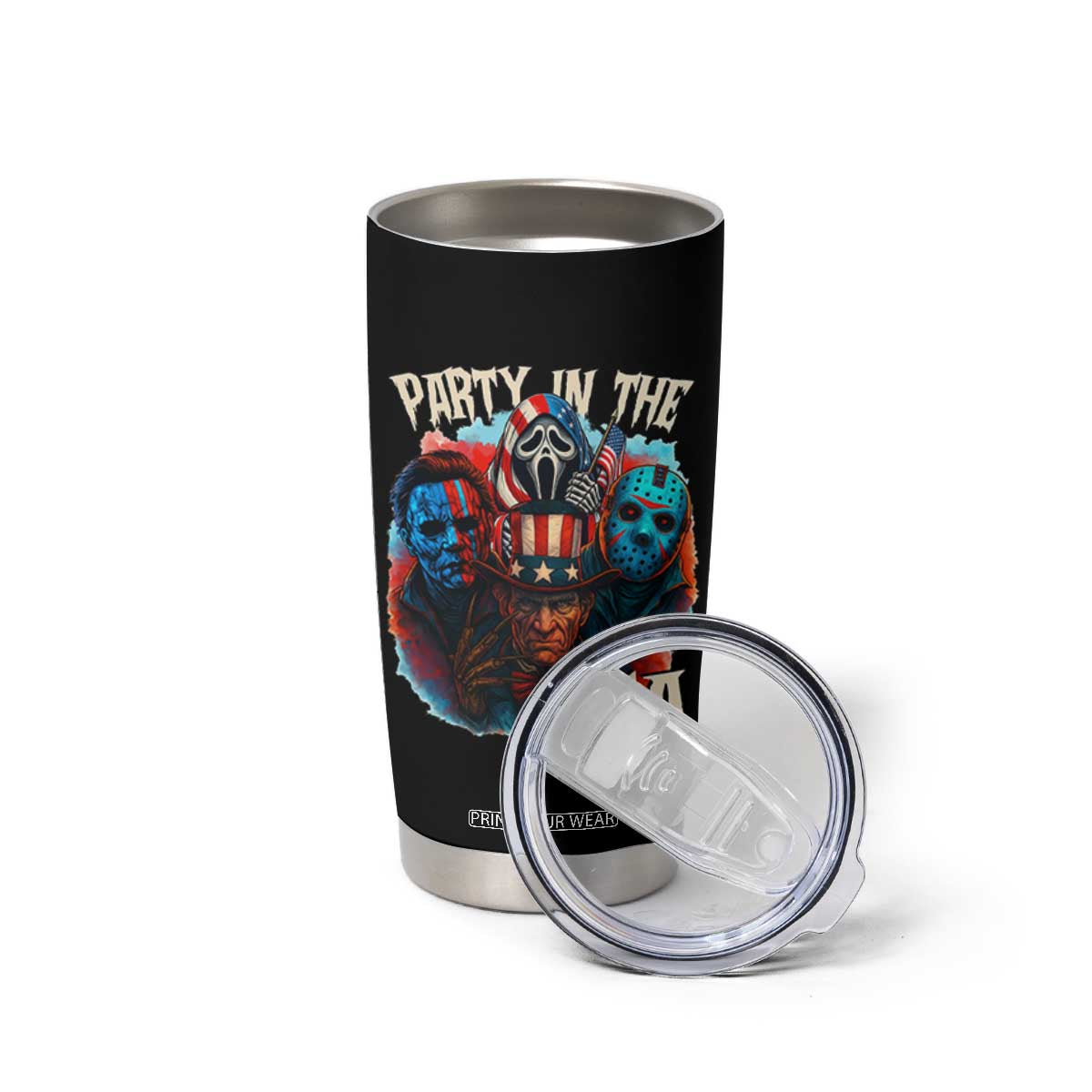 Funny Creepy 4th Of July Party In The USA Tumbler Cup 4th Of July Horror Movie Independence Day TS11 Print Your Wear