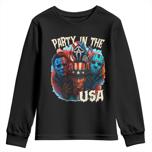 Funny Creepy 4th Of July Party In The USA Youth Sweatshirt 4th Of July Horror Movie Independence Day TS11 Black Print Your Wear