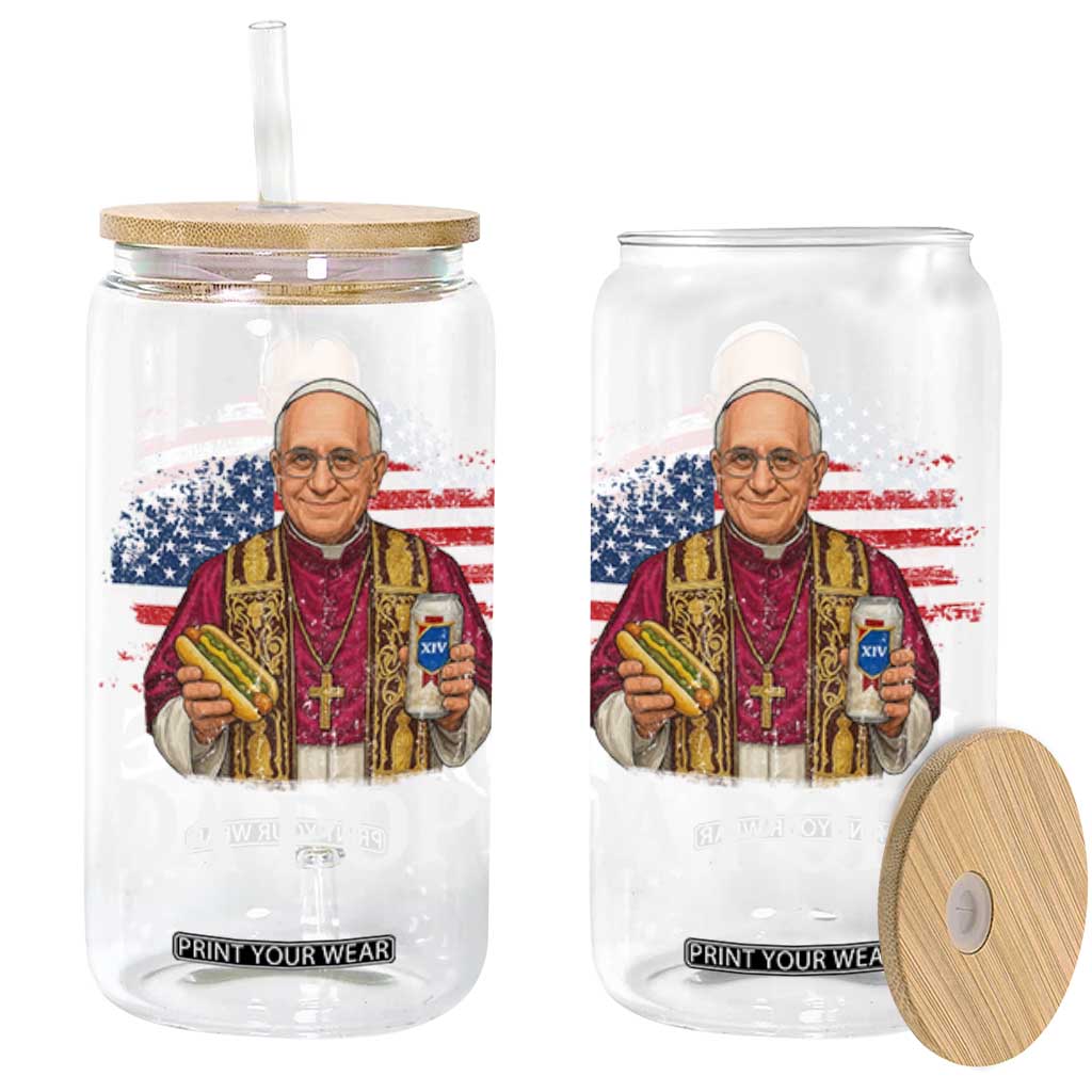Funny Da Pope America Chicago Leo XIV Glass Can Hotdog And Beer TS11 Black Print Your Wear