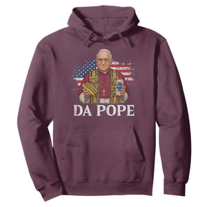 Funny Da Pope America Chicago Leo XIV Hoodie Hotdog And Beer TS11 Maroon Print Your Wear