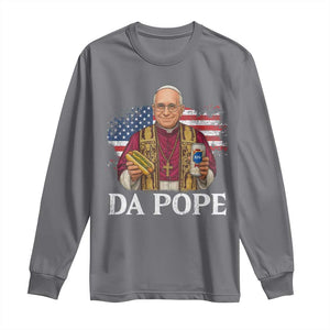 Funny Da Pope America Chicago Leo XIV Long Sleeve Shirt Hotdog And Beer TS11 Charcoal Print Your Wear