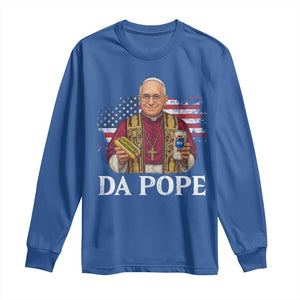 Funny Da Pope America Chicago Leo XIV Long Sleeve Shirt Hotdog And Beer TS11 Royal Blue Print Your Wear