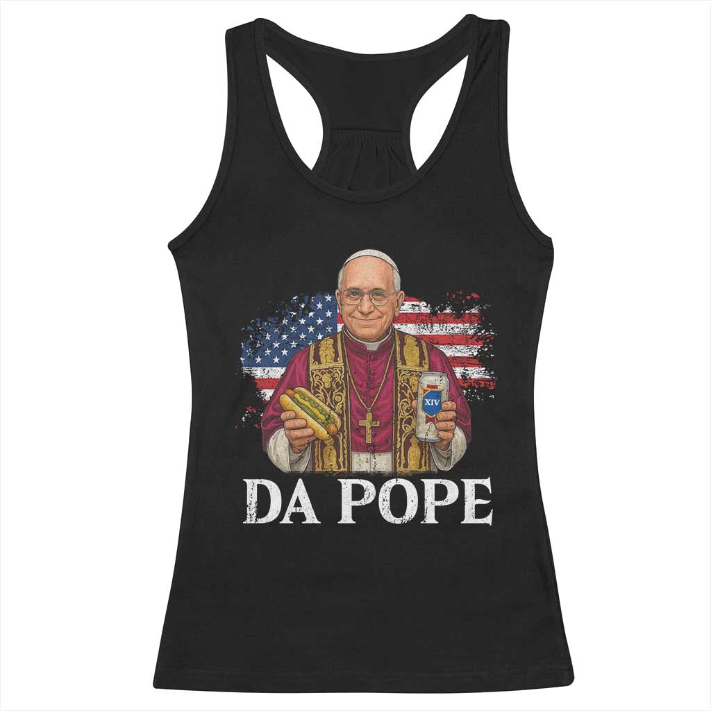 Funny Da Pope America Chicago Leo XIV Racerback Tank Top Hotdog And Beer TS11 Black Print Your Wear