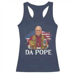 Funny Da Pope America Chicago Leo XIV Racerback Tank Top Hotdog And Beer TS11 Navy Print Your Wear