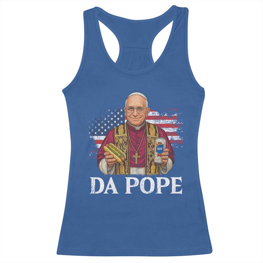 Funny Da Pope America Chicago Leo XIV Racerback Tank Top Hotdog And Beer TS11 Royal Blue Print Your Wear