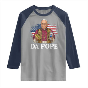 Funny Da Pope America Chicago Leo XIV Raglan Shirt Hotdog And Beer TS11 Sport Gray Navy Print Your Wear