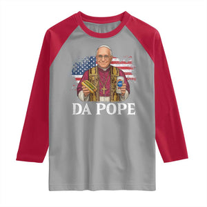 Funny Da Pope America Chicago Leo XIV Raglan Shirt Hotdog And Beer TS11 Sport Gray Red Print Your Wear