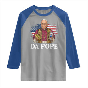 Funny Da Pope America Chicago Leo XIV Raglan Shirt Hotdog And Beer TS11 Sport Gray Royal Print Your Wear
