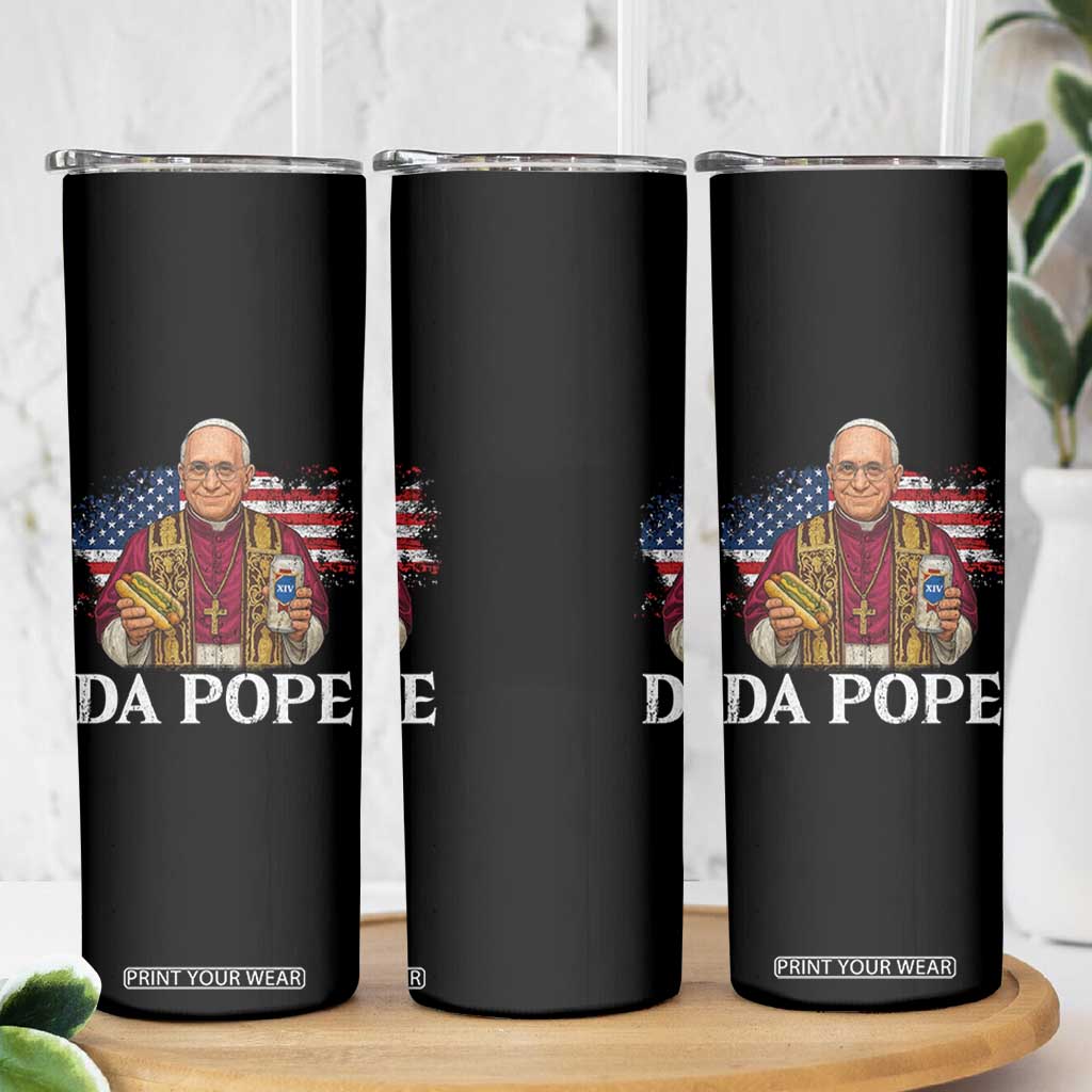 Funny Da Pope America Chicago Leo XIV Skinny Tumbler Hotdog And Beer TS11 Print Your Wear