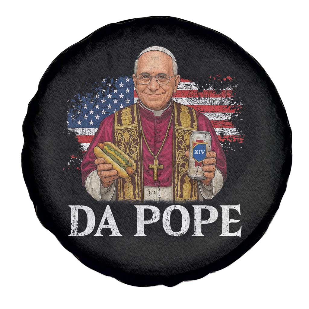 Funny Da Pope America Chicago Leo XIV Spare Tire Cover Hotdog And Beer TS11 Print Your Wear
