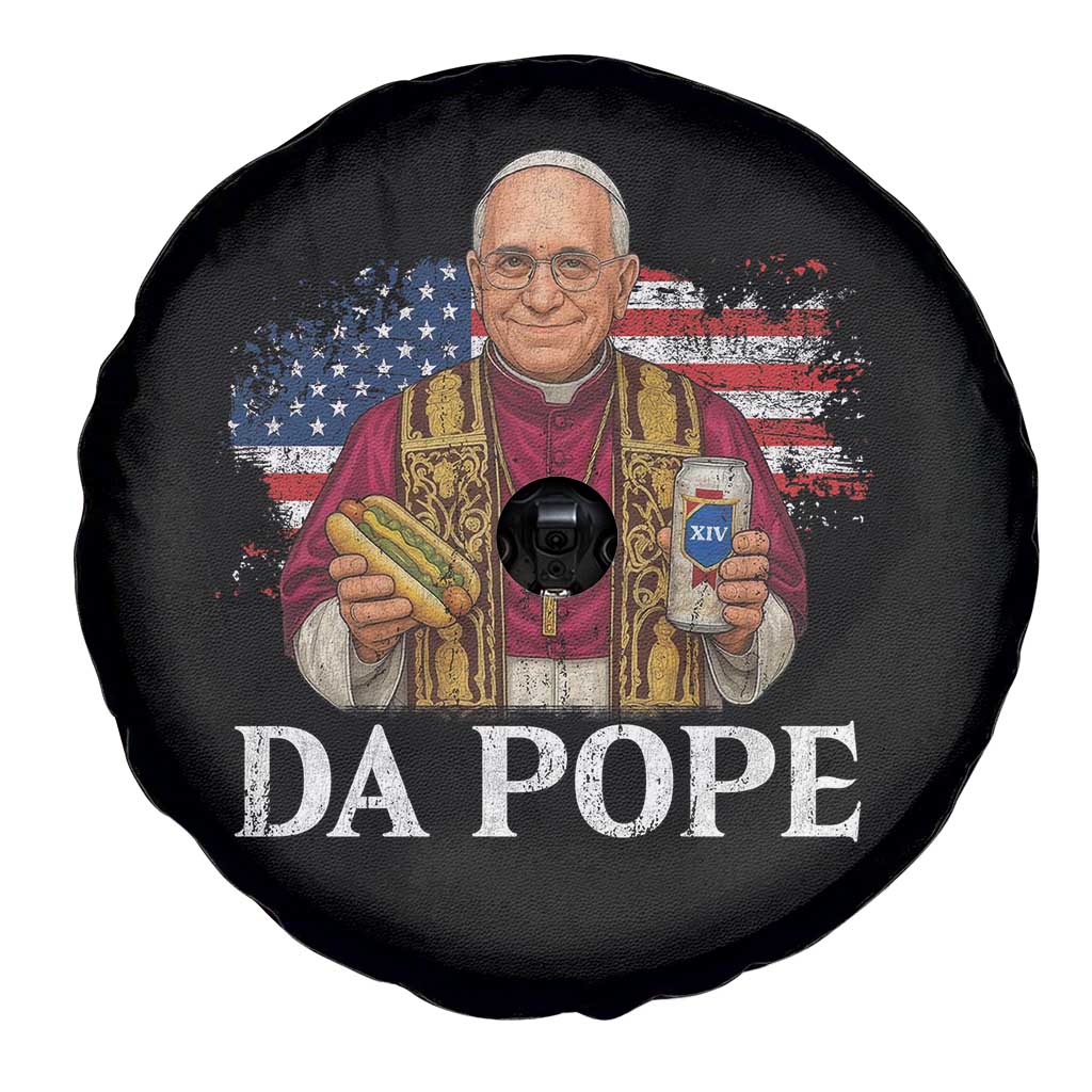 Funny Da Pope America Chicago Leo XIV Spare Tire Cover Hotdog And Beer TS11 Print Your Wear