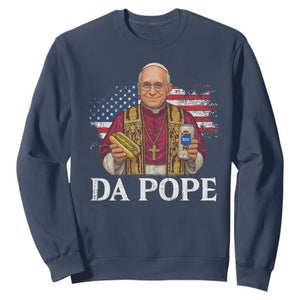 Funny Da Pope America Chicago Leo XIV Sweatshirt Hotdog And Beer TS11 Navy Print Your Wear