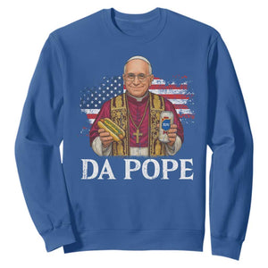 Funny Da Pope America Chicago Leo XIV Sweatshirt Hotdog And Beer TS11 Royal Blue Print Your Wear