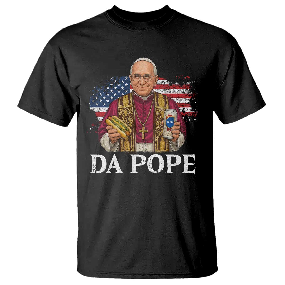 Funny Da Pope America Chicago Leo XIV T Shirt Hotdog And Beer TS11 Black Print Your Wear