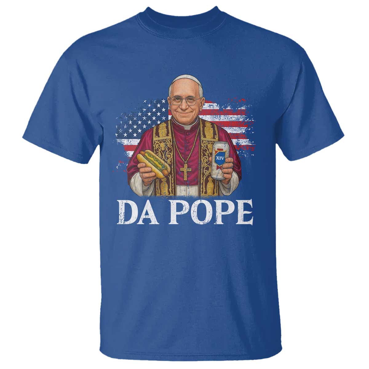 Funny Da Pope America Chicago Leo XIV T Shirt Hotdog And Beer TS11 Royal Blue Print Your Wear