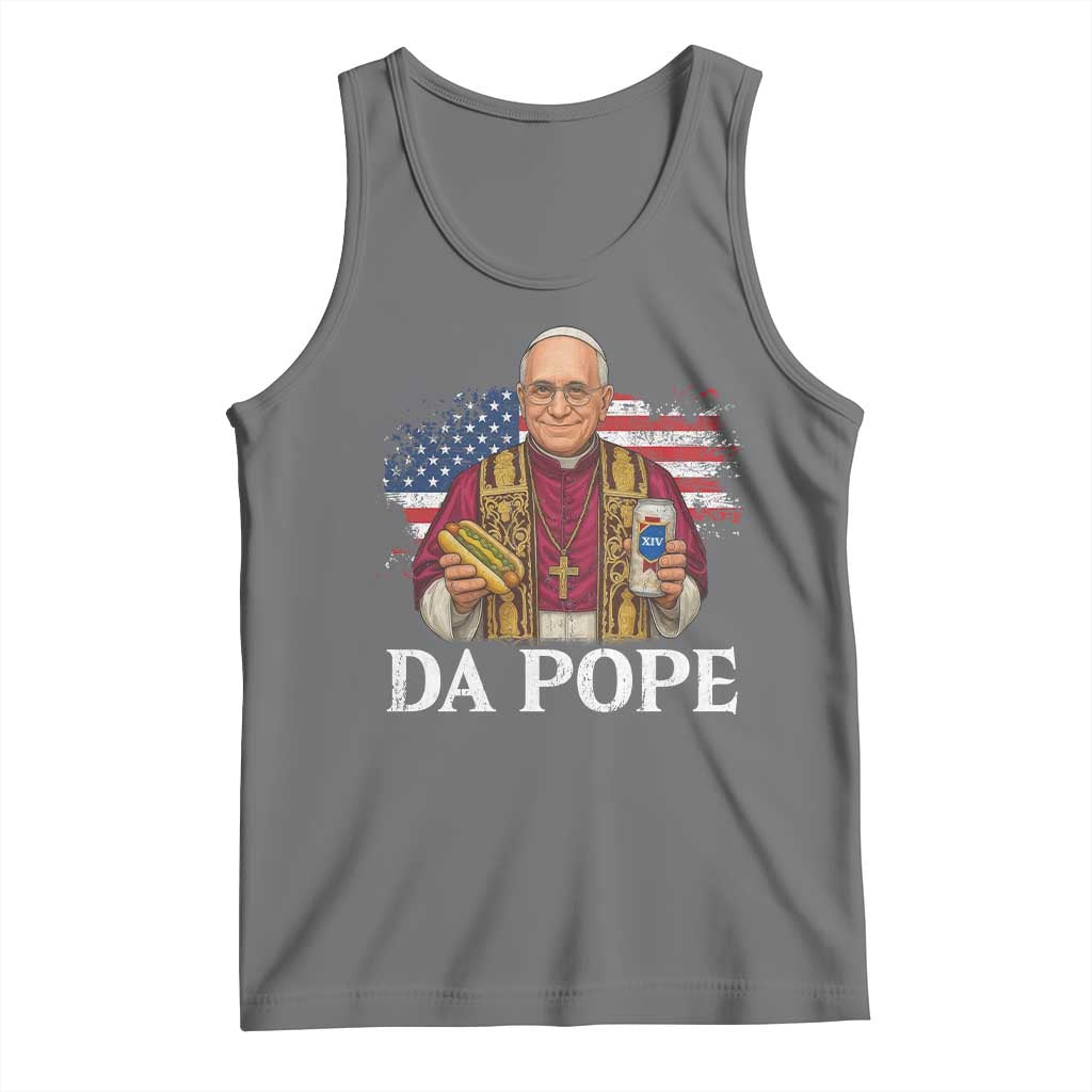 Funny Da Pope America Chicago Leo XIV Tank Top Hotdog And Beer TS11 Black Heather Print Your Wear