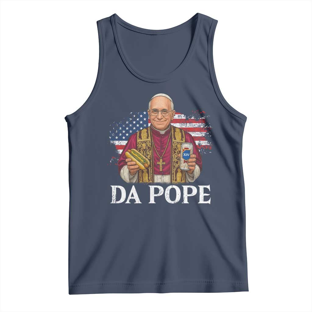 Funny Da Pope America Chicago Leo XIV Tank Top Hotdog And Beer TS11 Navy Print Your Wear