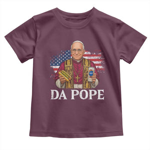 Funny Da Pope America Chicago Leo XIV Toddler T Shirt Hotdog And Beer TS11 Maroon Print Your Wear