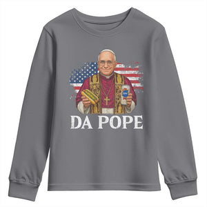 Funny Da Pope America Chicago Leo XIV Youth Sweatshirt Hotdog And Beer TS11 Charcoal Print Your Wear